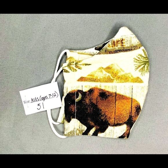 Face Mask Bison Kids(7-12) Handmade With FREE Mask - Picture 1 of 4